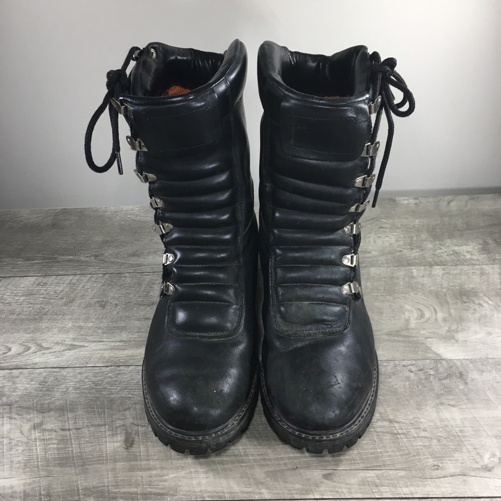Harley-Davidson Motorcycle Combat Black Leather Riding Biker Mens Boots Size 13 - Picture 4 of 12
